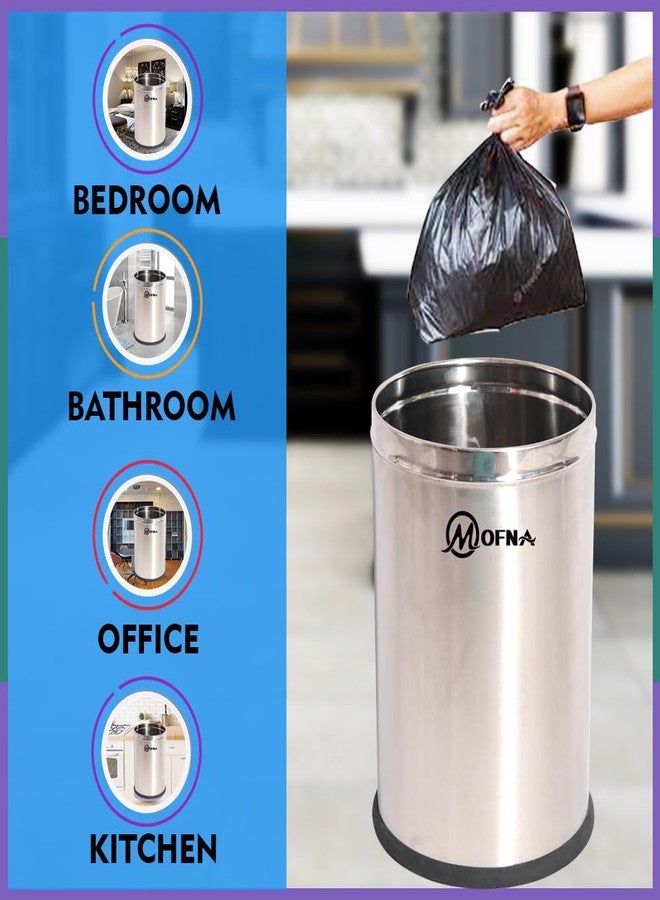 mofna Stainless Steel Open Type Solid Dustbin Without Lid - Recycle Bin, Trash Can, Paper Bin - Modern and Durable Waste Management Solution (Silver, 7x10 Inch, 5 Liter) - Image 3